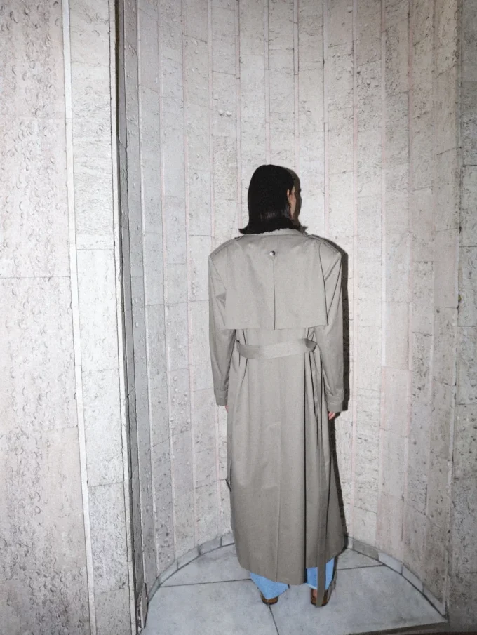 Тренч Bazhane оверсайз довгий оливковий