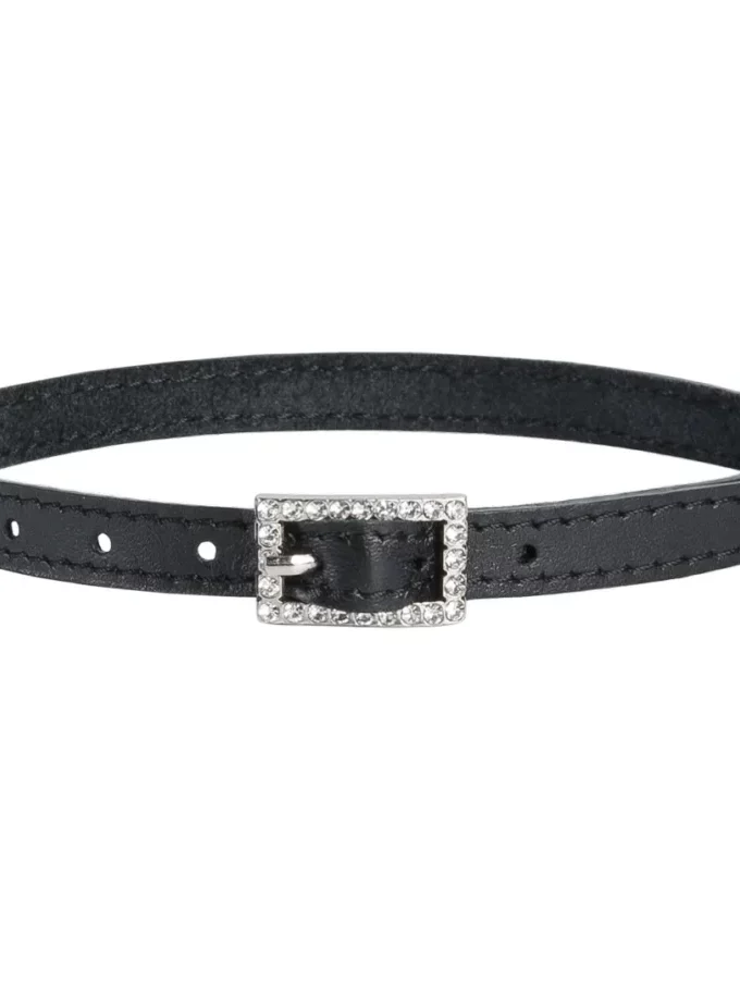 Чокер Bazhane пряжка зі стразами чорний шкіра 38см