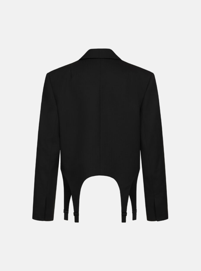 Жакет Bazhane кроп з гартерами чорний