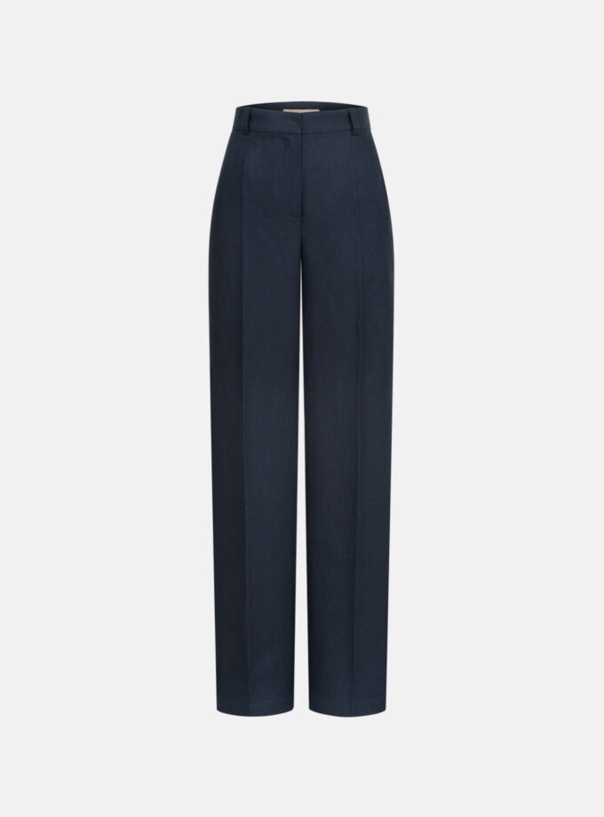 Брюки Bazhane на середній посадці зі стрілками синій льон