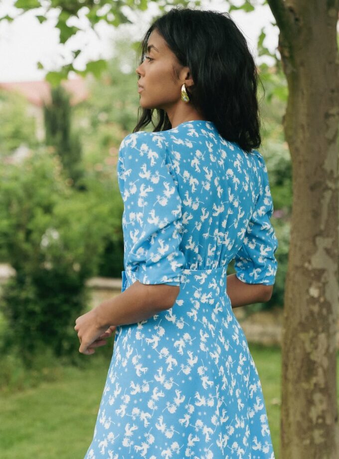 Сукня MOHD міні блакитна принт білий