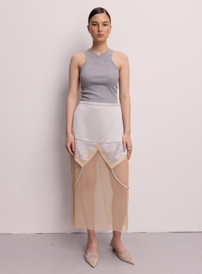 Спідниця Bazhane Courtesan skirt сіро-бежевий