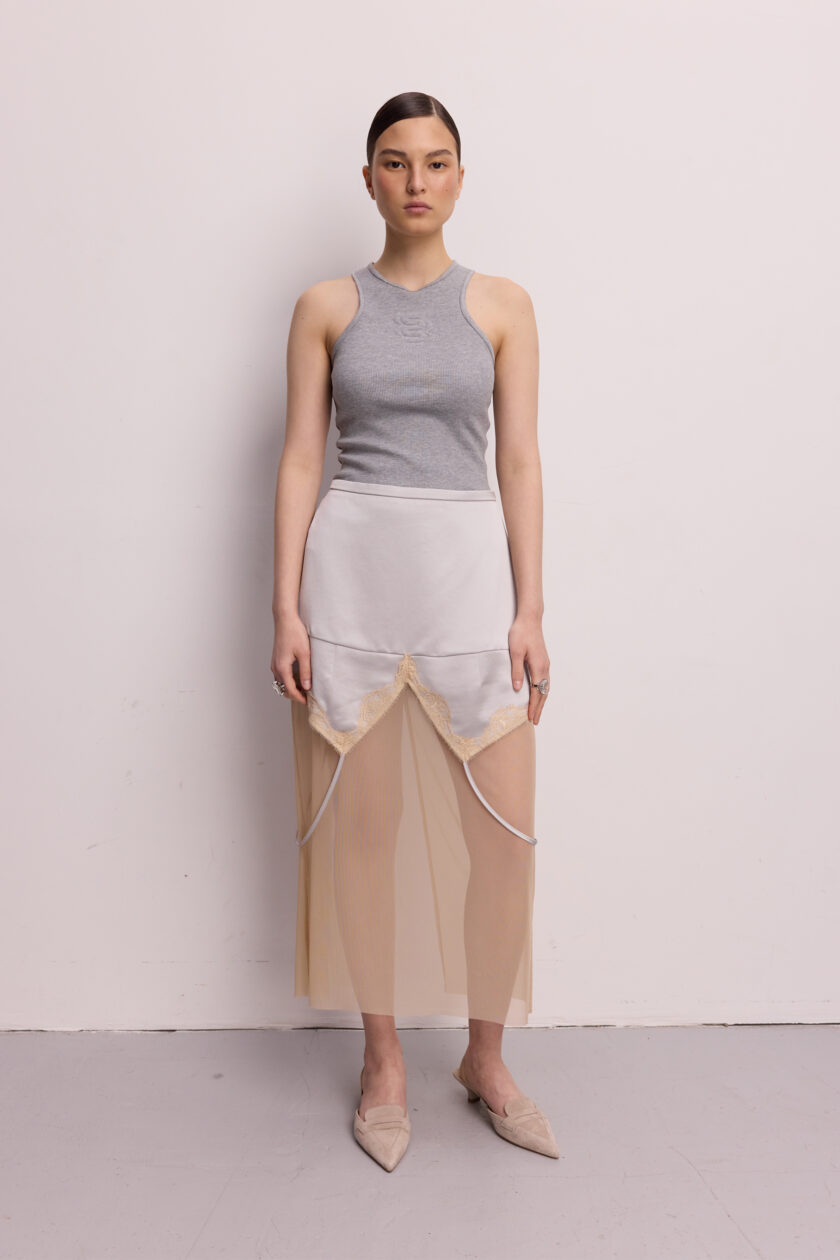 Спідниця Bazhane Courtesan skirt сіро-бежевий