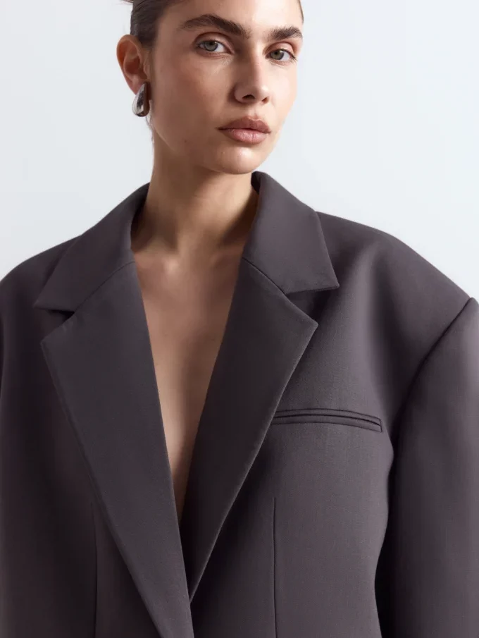 Жакет Bazhane кроп із збіркою на рукаві графіт