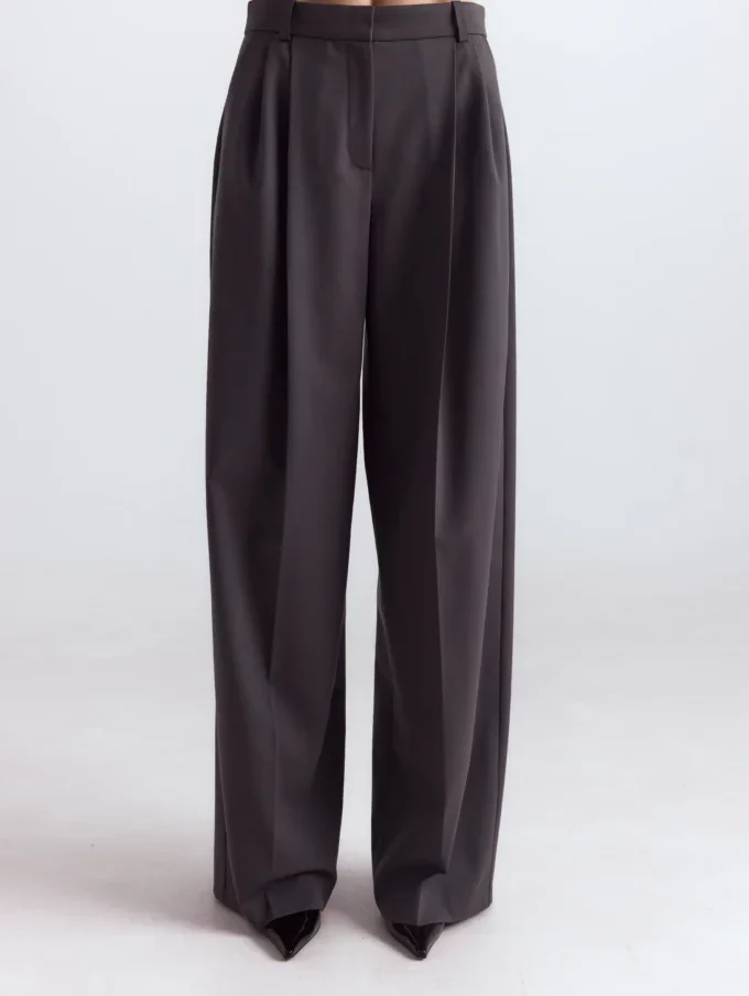 Брюки Bazhane на середній посадці прямого крою графіт