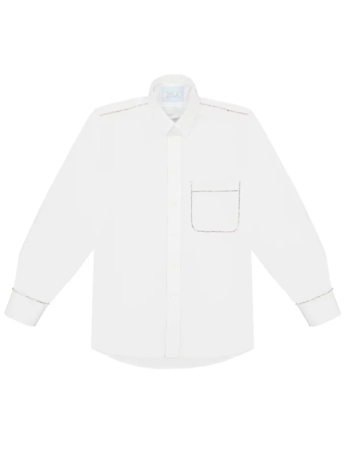 Сорочка OMELIA S10 біла декорована стразами