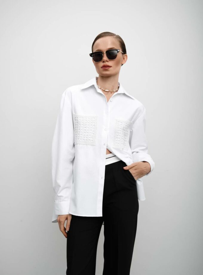 Сорочка Anastasia Kolosova біла з вяз.кишенями