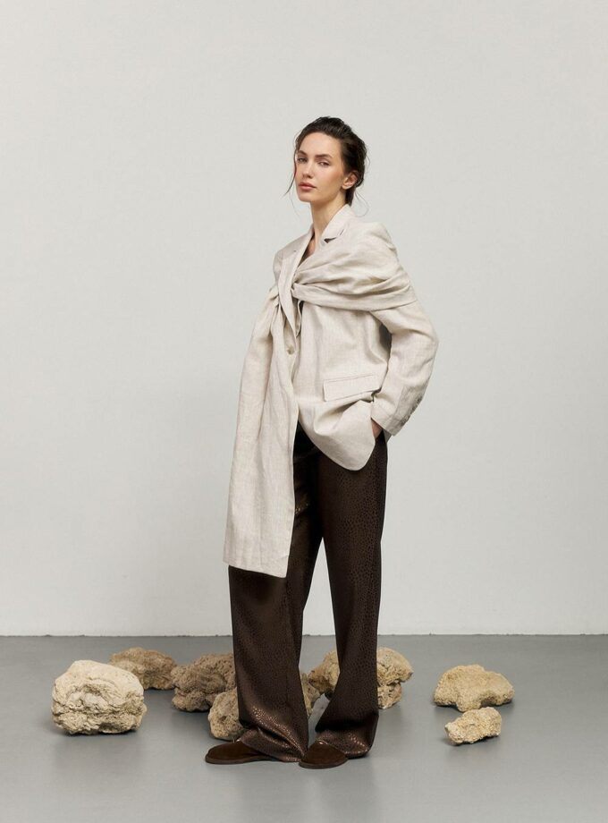 Жакет Anastasia Kolosova сірий льон