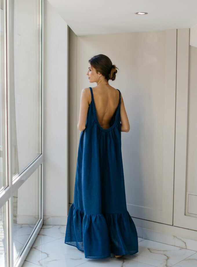 Лляна сукня максі FEEL and FLY Ursule Seawave Blue