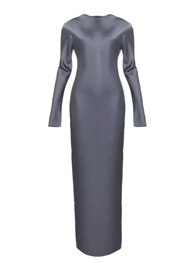 Сукня Gasanova максі з рукавами шовк сіра