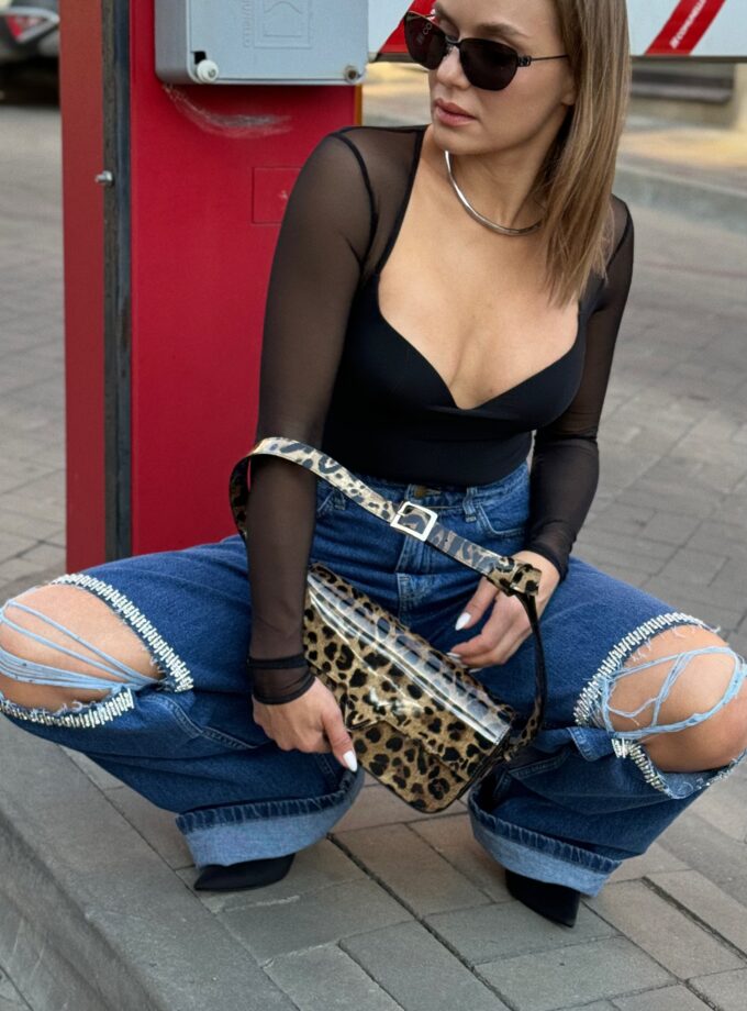 Джинси Gasanova широкі з кристалами темно сині