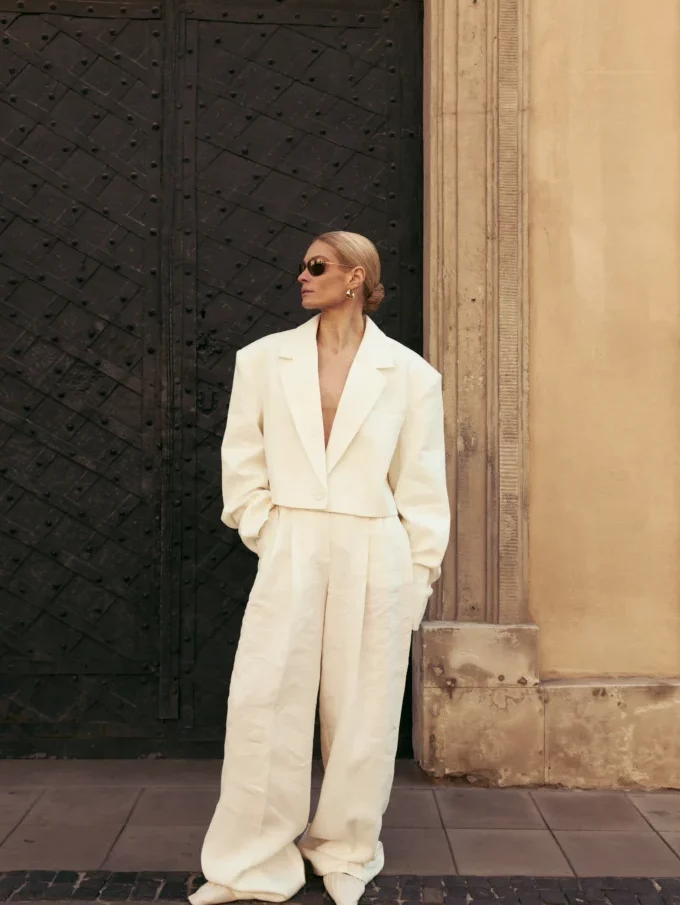 Брюки Bazhane релакс молочний льон