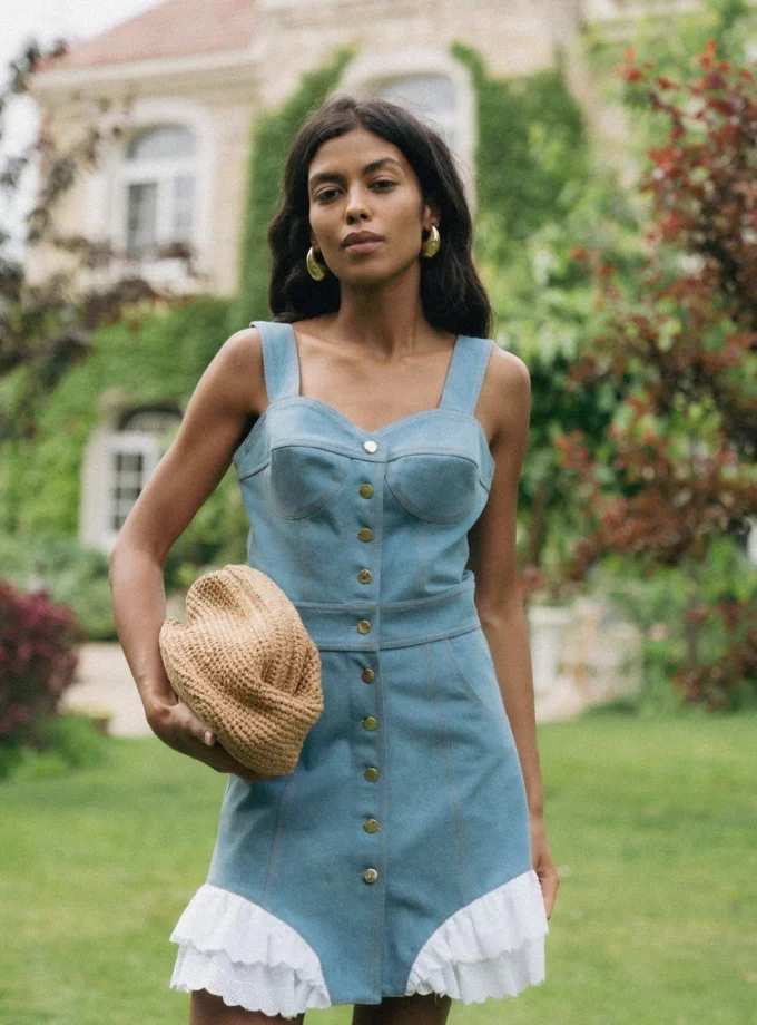 Сукня MOHD денім блакитний з білим