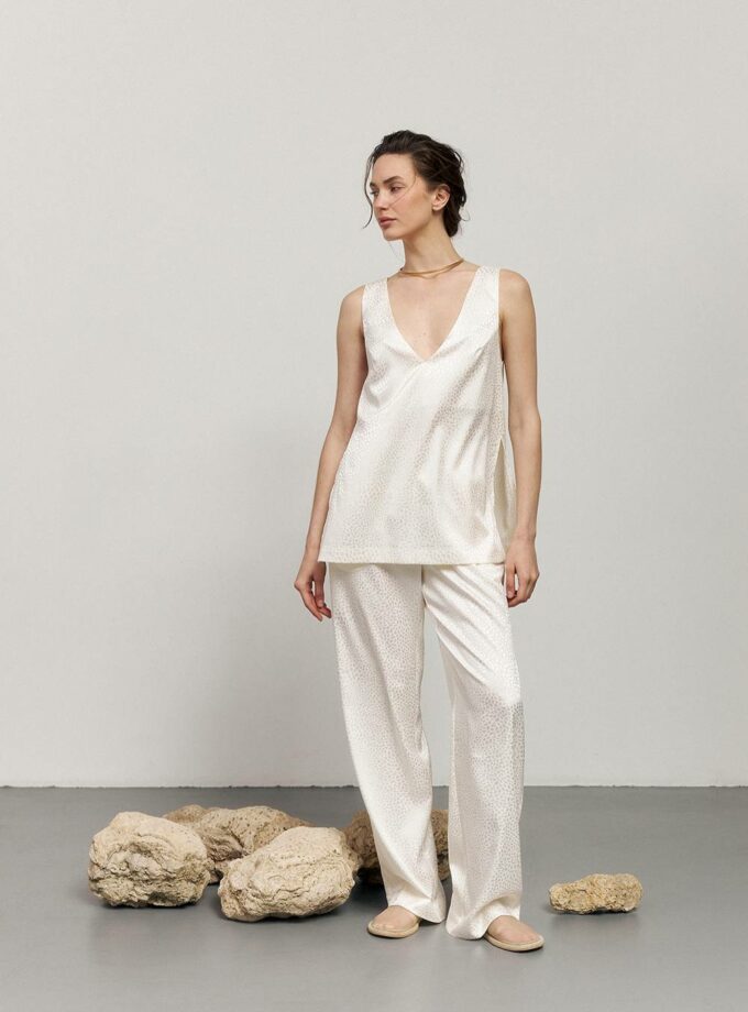 Топ Anastasia Kolosova молочний з анімалістичним принтом леопард