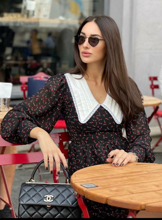 Сукня FLEUR DE LYS чорна з коміром шифон