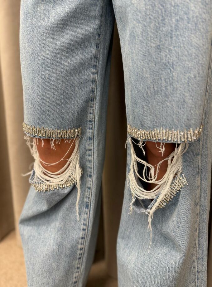 Джинси Gasanova широкі з кристалами сині