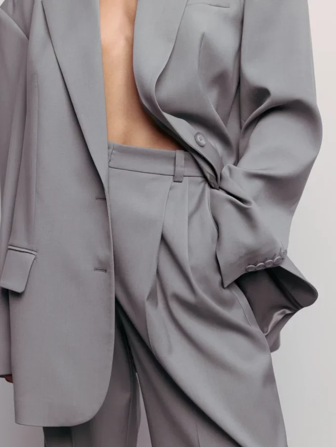 Брюки Bazhane релакс на середній посадці прямого крою світло сірий