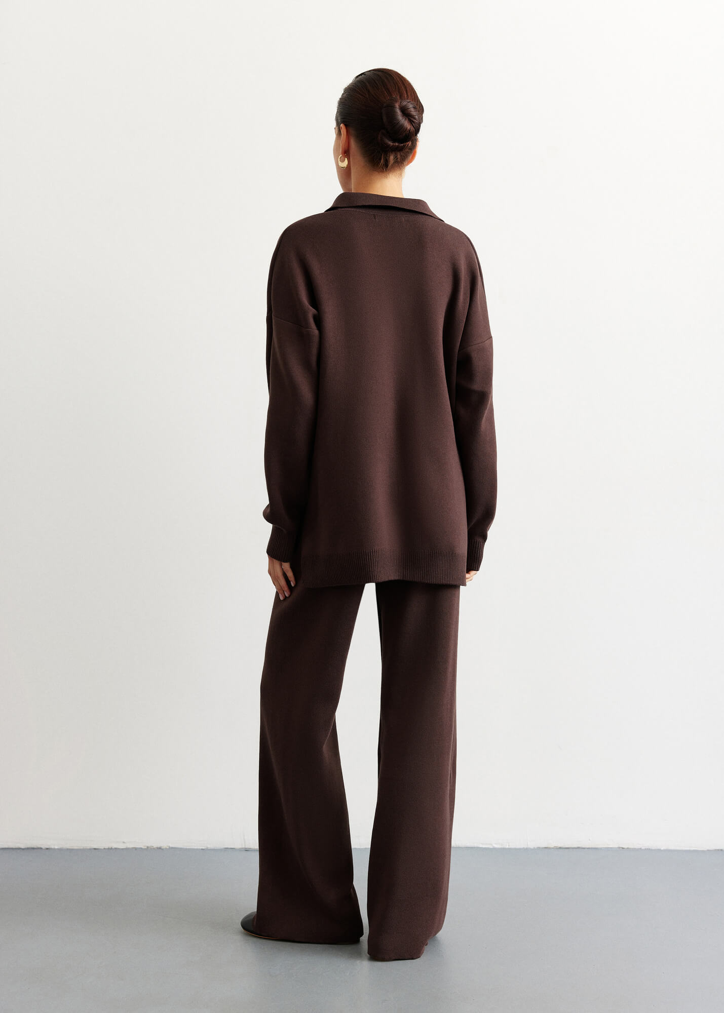 Штани 25union прямі довгі з щільного джерсі шоколад - Зображення 4