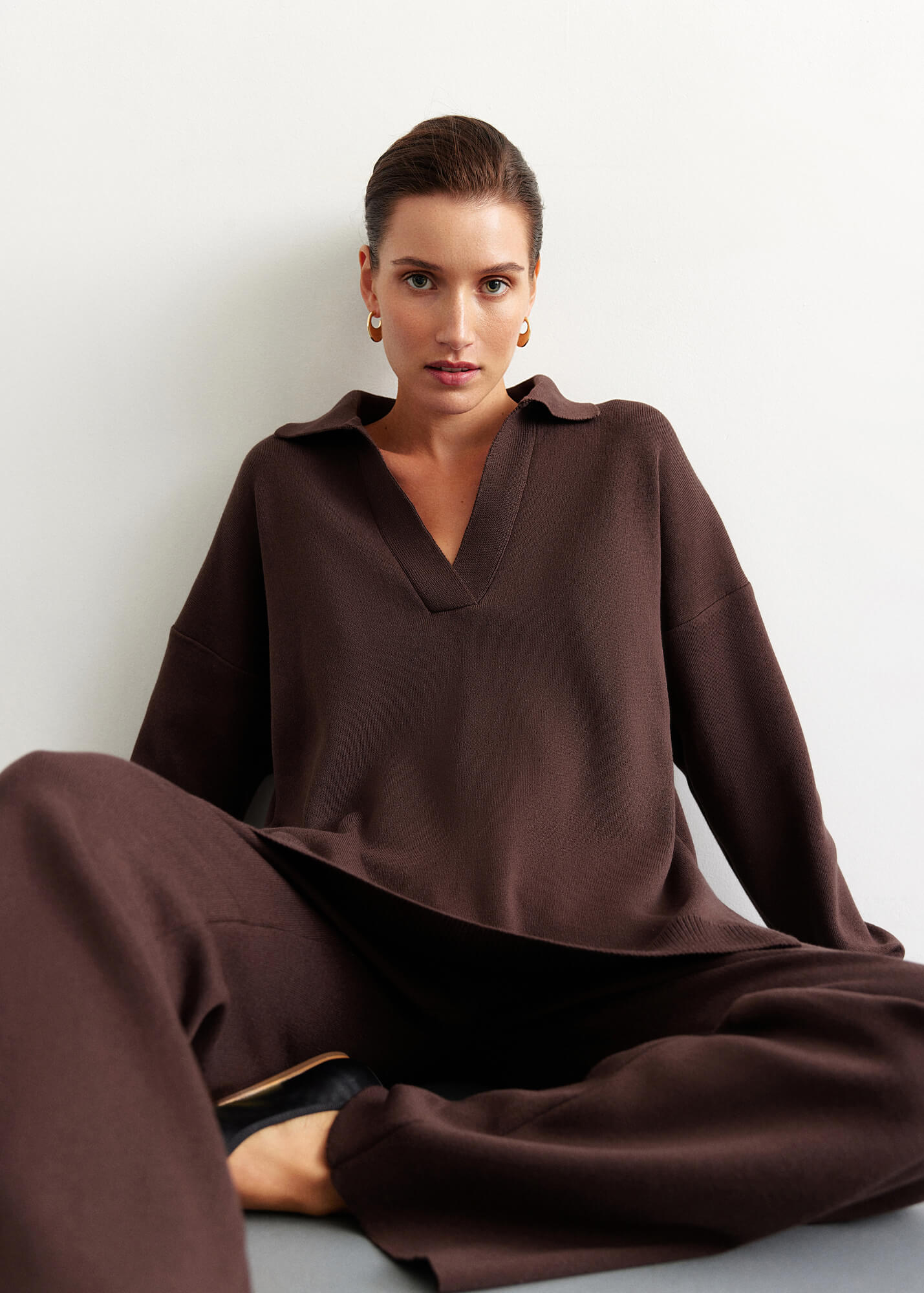 Штани 25union прямі довгі з щільного джерсі шоколад - Зображення 2