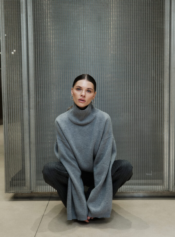 Светр Bazhane укорочений оверсайз сірий