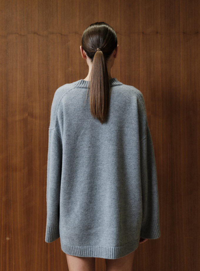 Светр Bazhane подовжений оверсайз сірий