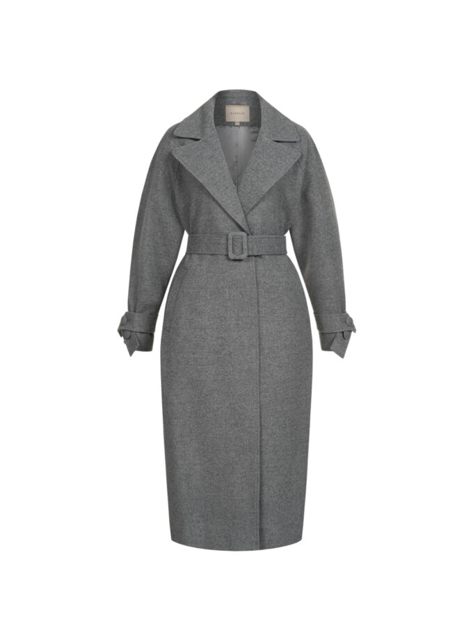 Пальто Bazhane зі спущеним рукавом максі з пряжкою сірий