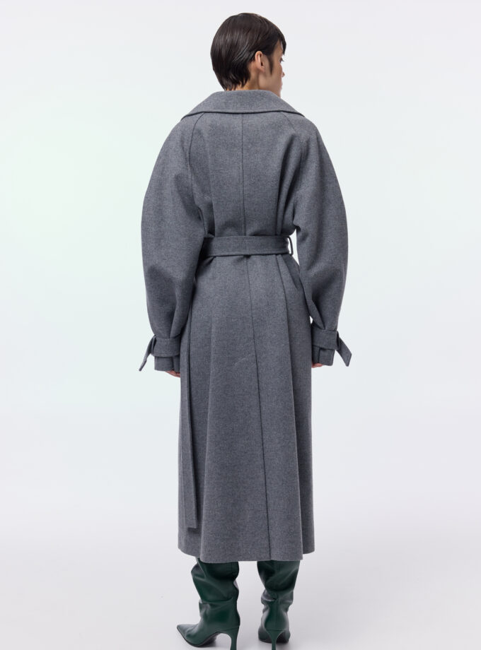 Пальто Bazhane зі спущеним рукавом максі з пряжкою сірий