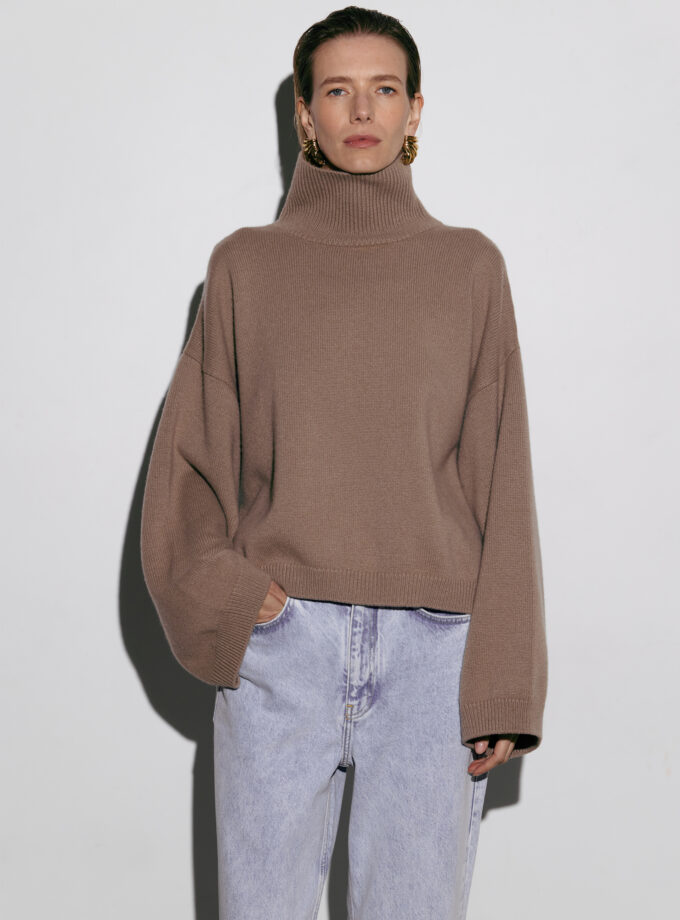 Светр Bazhane укорочений оверсайз темно-бежевий