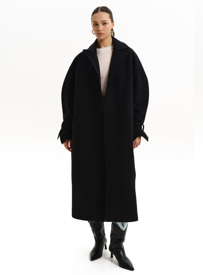 Пальто Bazhane зі спущеним рукавом максі з пряжкою чорний