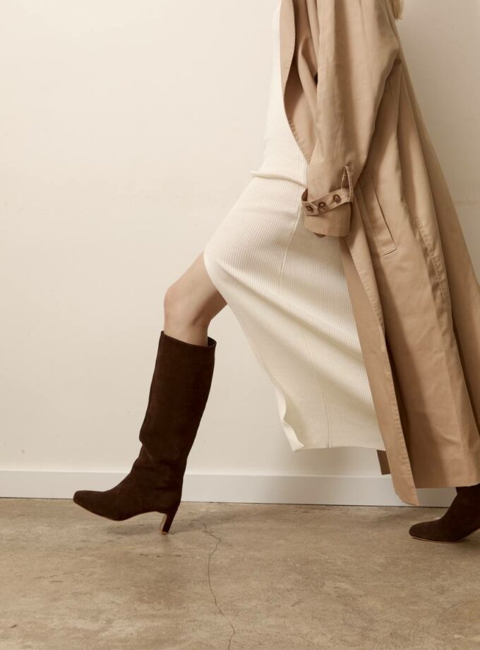 Чоботи NANI квадратні коричневі замшеві