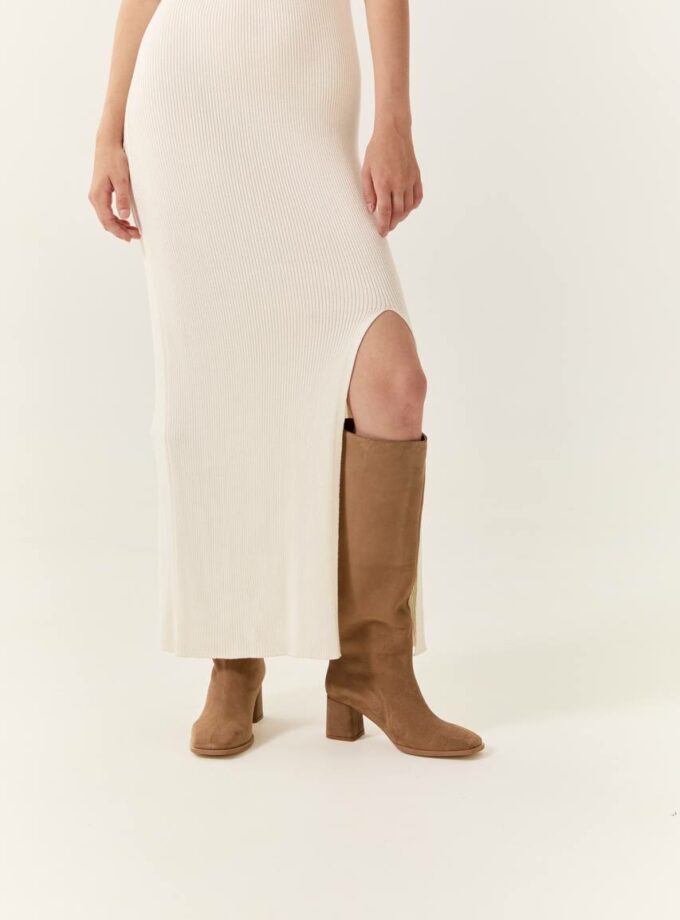 Чоботи NANI квадратні бежеві замшеві