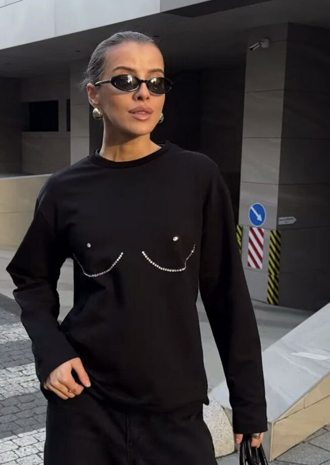 Лонгслів Zigzag чорний бюст 2-нитка (Crystal)