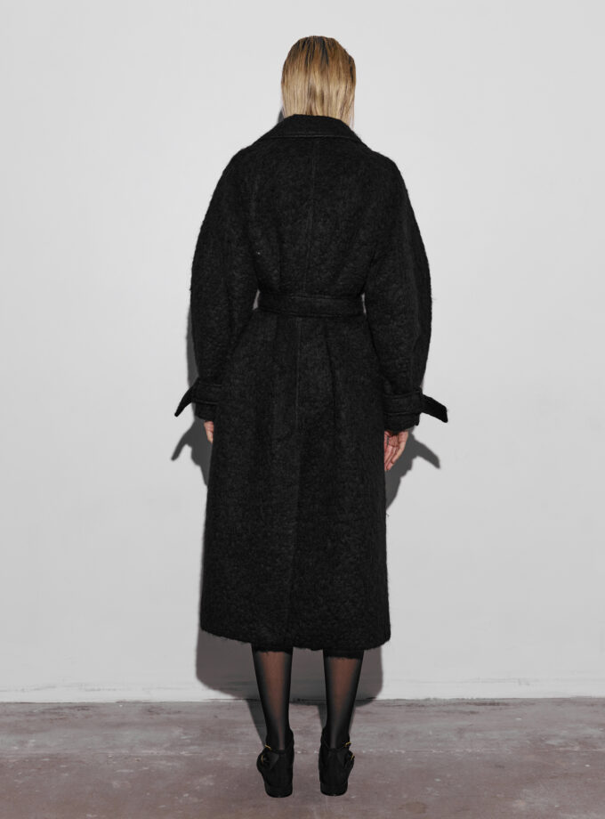 Пальто Bazhane зі спущеним рукавом максі з пряжкою чорний альпака