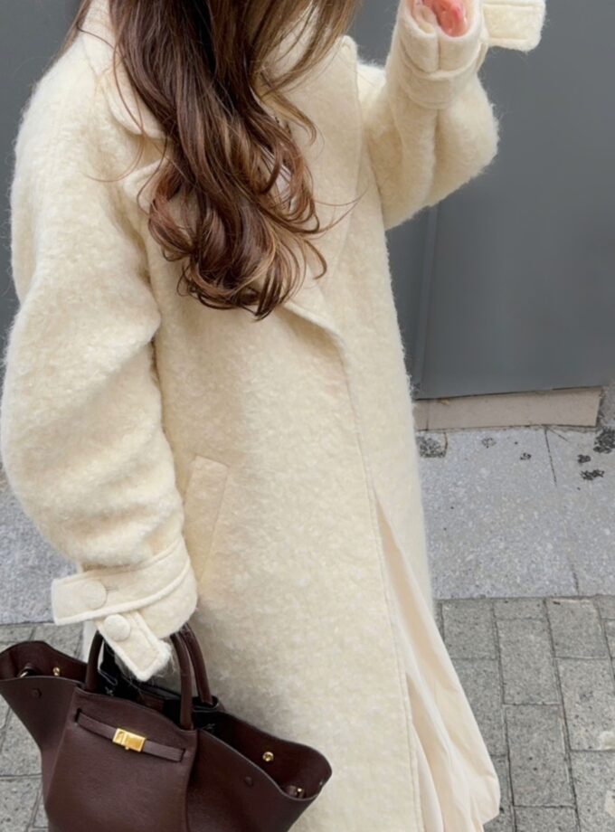 Пальто Bazhane зі спущеним рукавом максі з пряжкою молочний