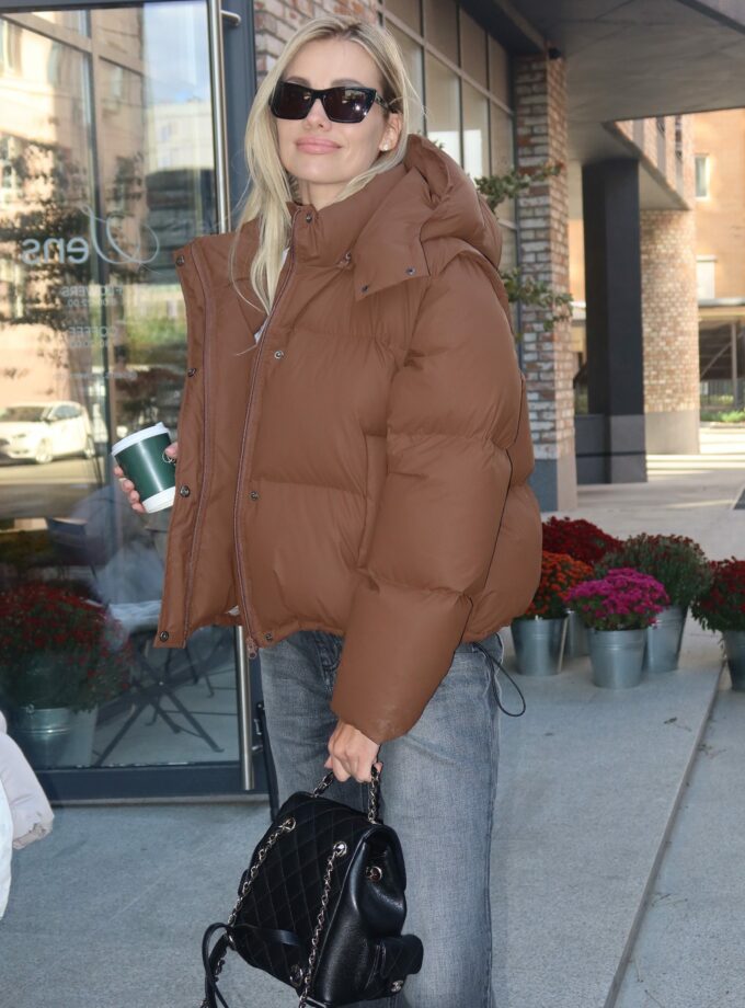 Пуховик Marymax трансформер на затяжці шоколад темний