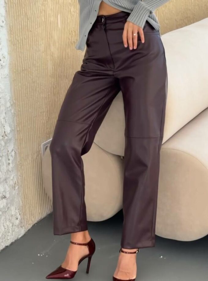 Штани FLEUR DE LYS еко шкіра бургугді