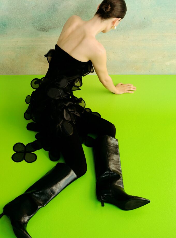 Сукня Malva Florea міні  з квітковими декоративними елементами чорна