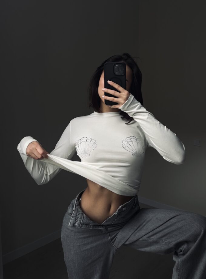 Лонг Zigzag молочний мушлі (crystal)