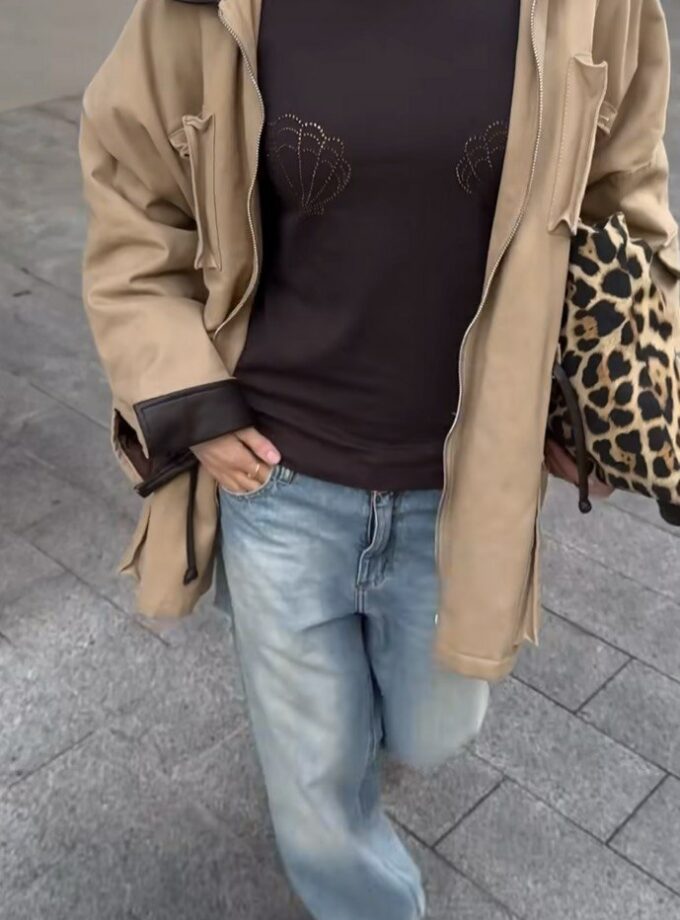 Лонг Zigzag шоколадний мушлі приталений (Smoked topaz)