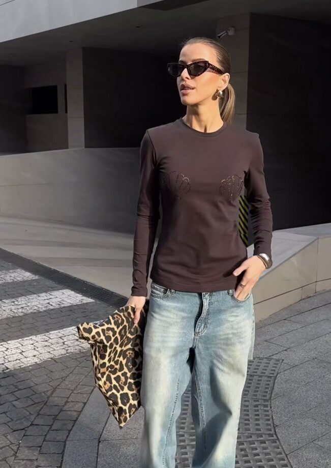 Лонг Zigzag шоколадний мушлі приталений (Smoked topaz)