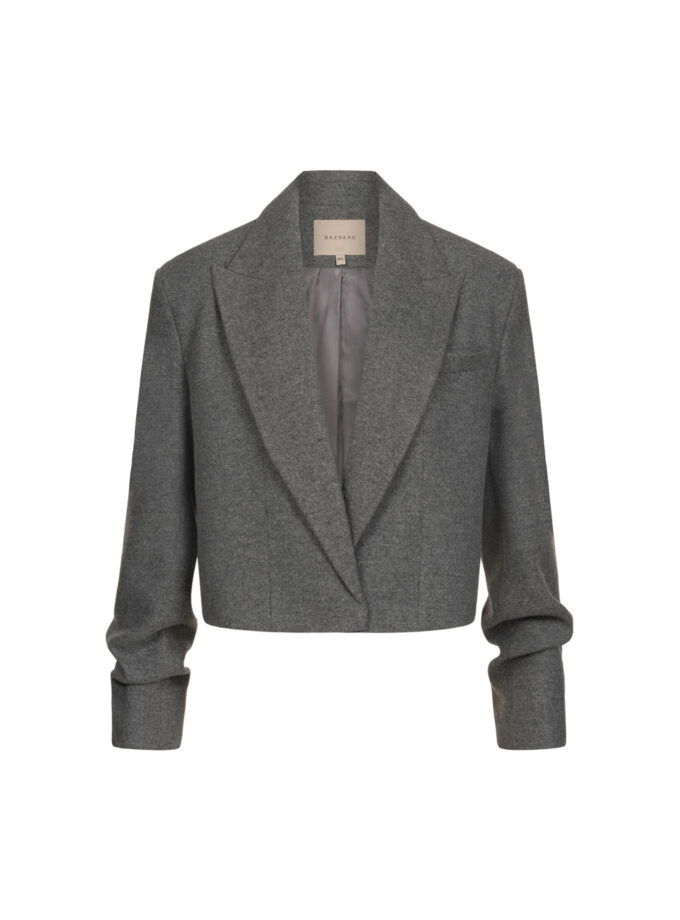 Пальто Bazhane кроп зі збіркою на рукаві сірий
