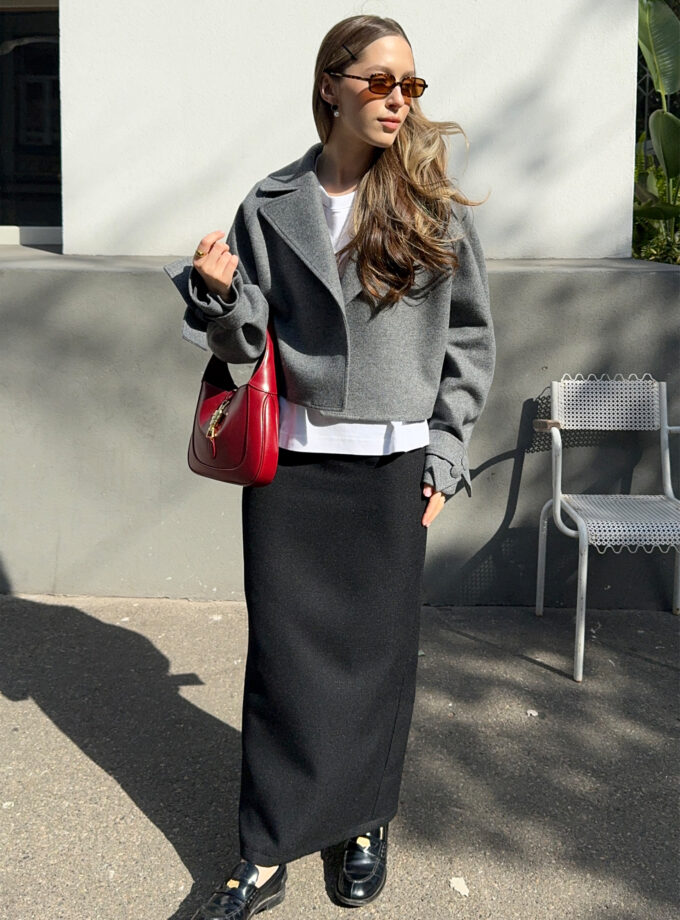 Пальто Bazhane кроп зі спущений рукавом сірий