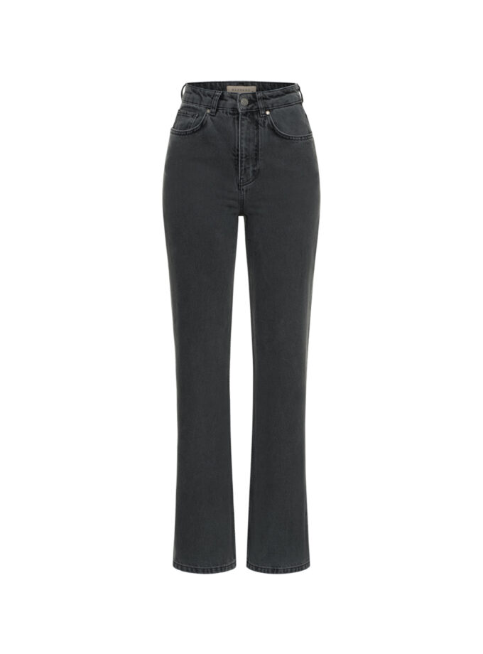 Джинси Bazhane прямого крою з високою посадкою сірий