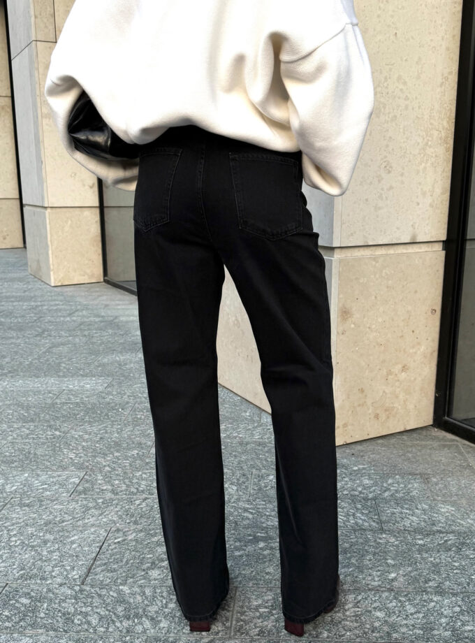 Джинси Bazhane прямого крою з високою посадкою чорний