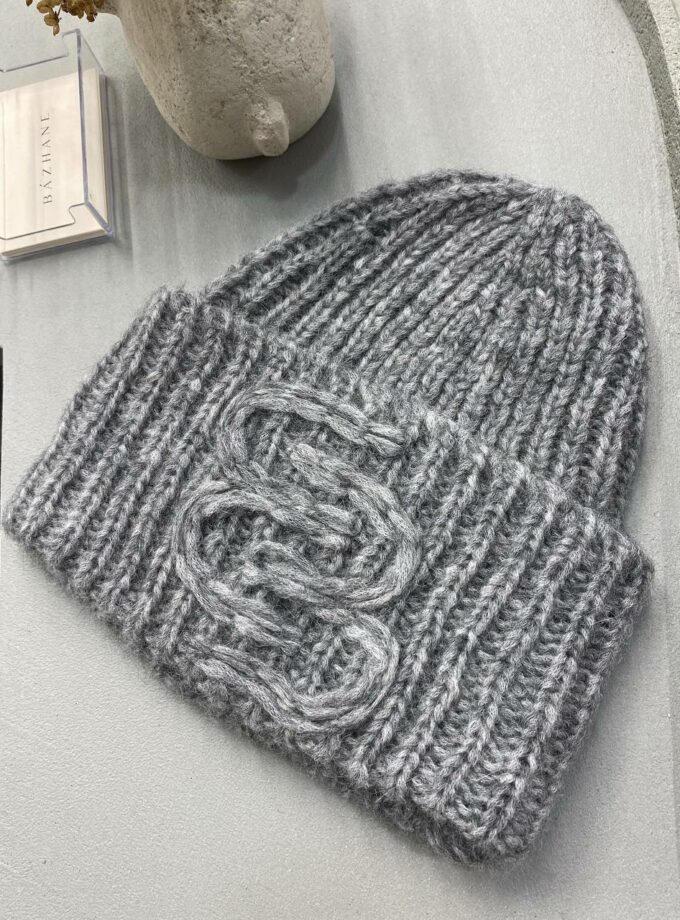 Шапка Bazhane Fluffy beanie сірий