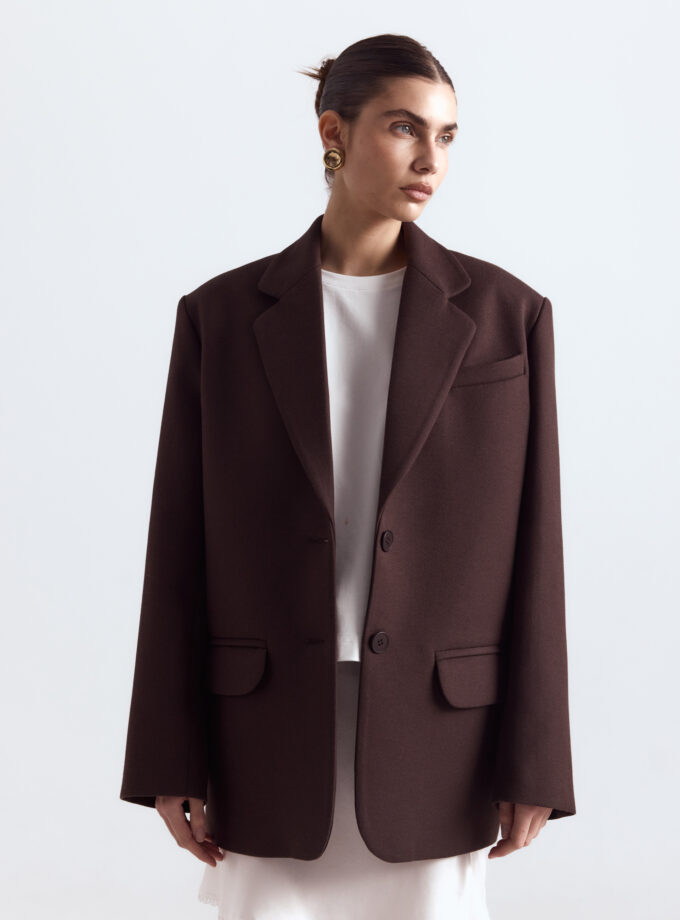 Пальто-жакет Bazhane оверсайз шоколадний
