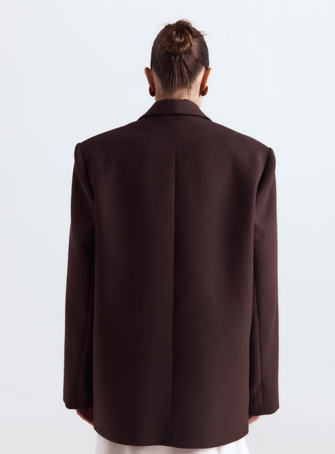 Пальто-жакет Bazhane оверсайз шоколадний