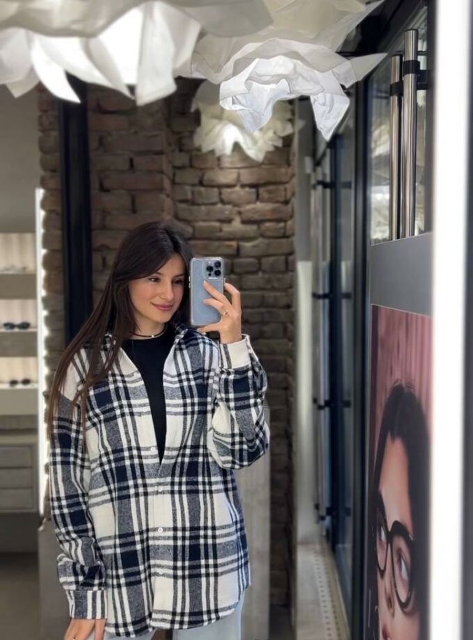 Сорочка Saint клітинка синьо-біла