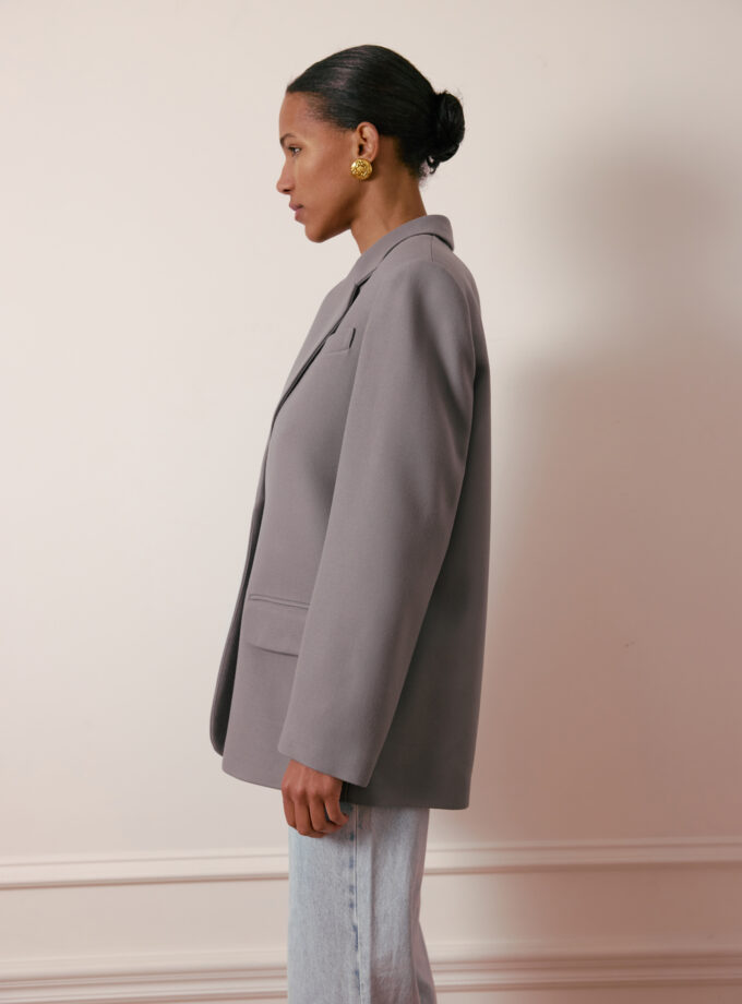 Пальто-жакет Bazhane оверсайз світло-сірий