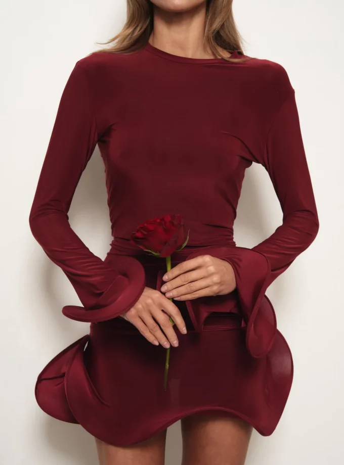 Сукня MOHD волан бордо